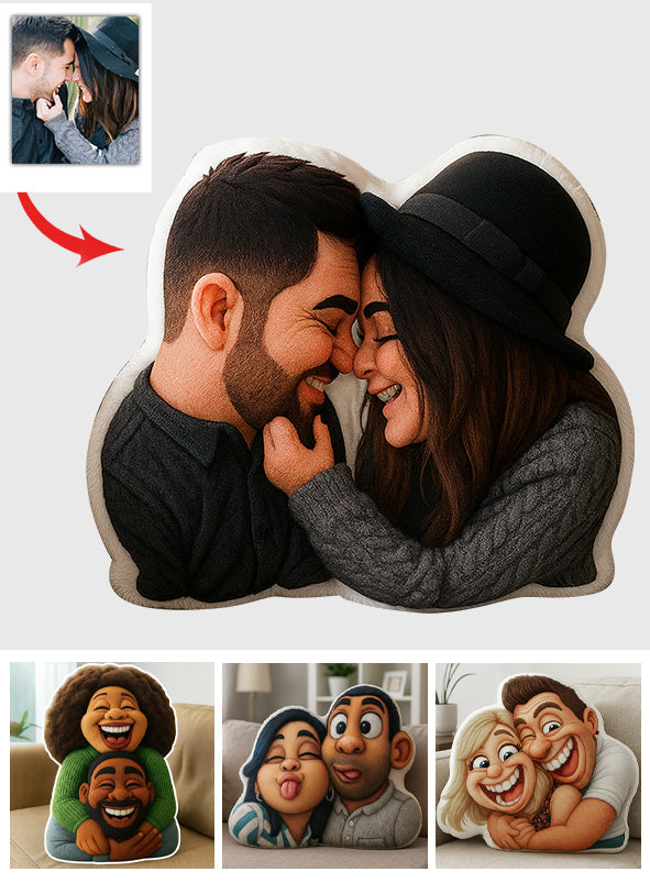 Funny Gift Cartoonish Exaggerated Mascot Style - Personalized Faux Fur Shaped Pillow