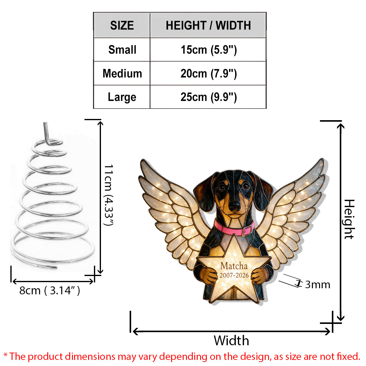 Our Christmas Angel - Personalized Dog LED Light Tree Topper