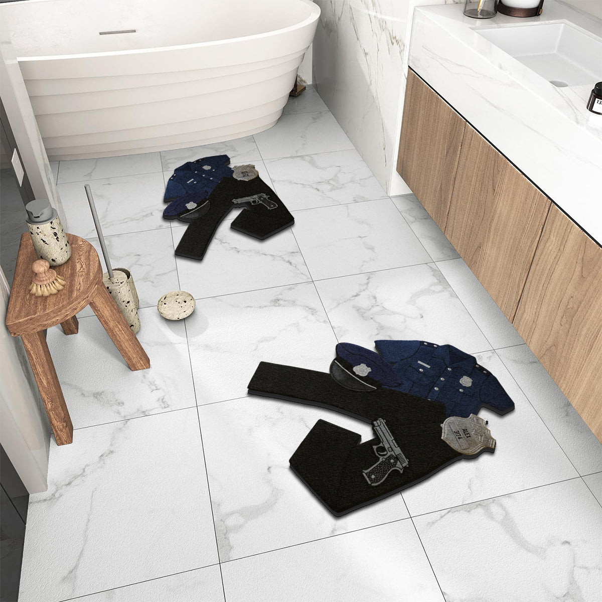 Police Outfits - Personalized Police Officer Non-Slip Tufted Rug