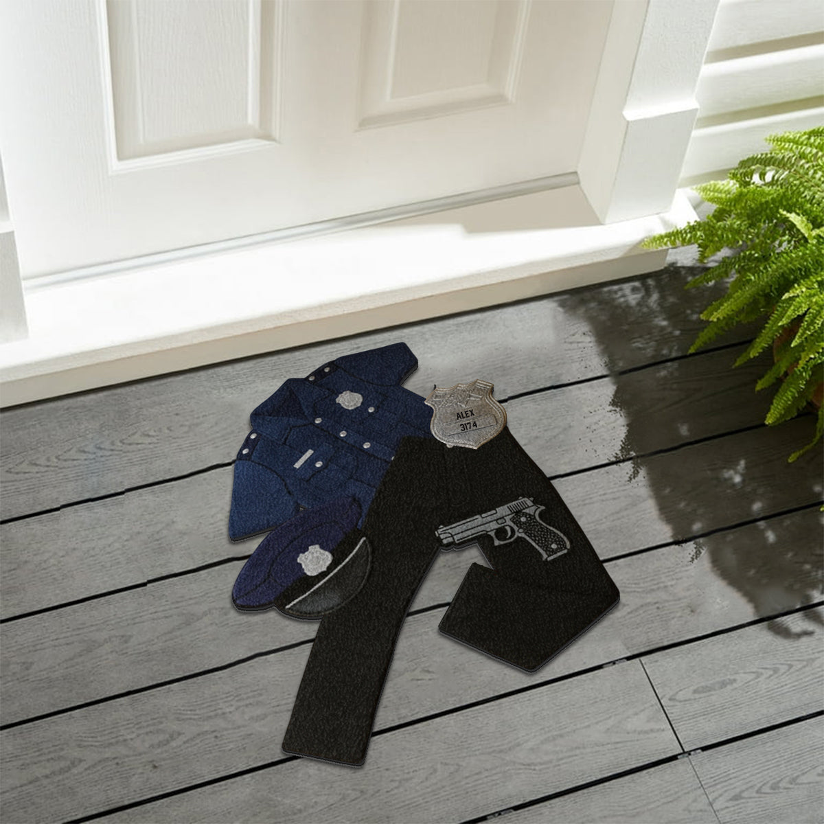 Police Outfits - Personalized Police Officer Non-Slip Tufted Rug