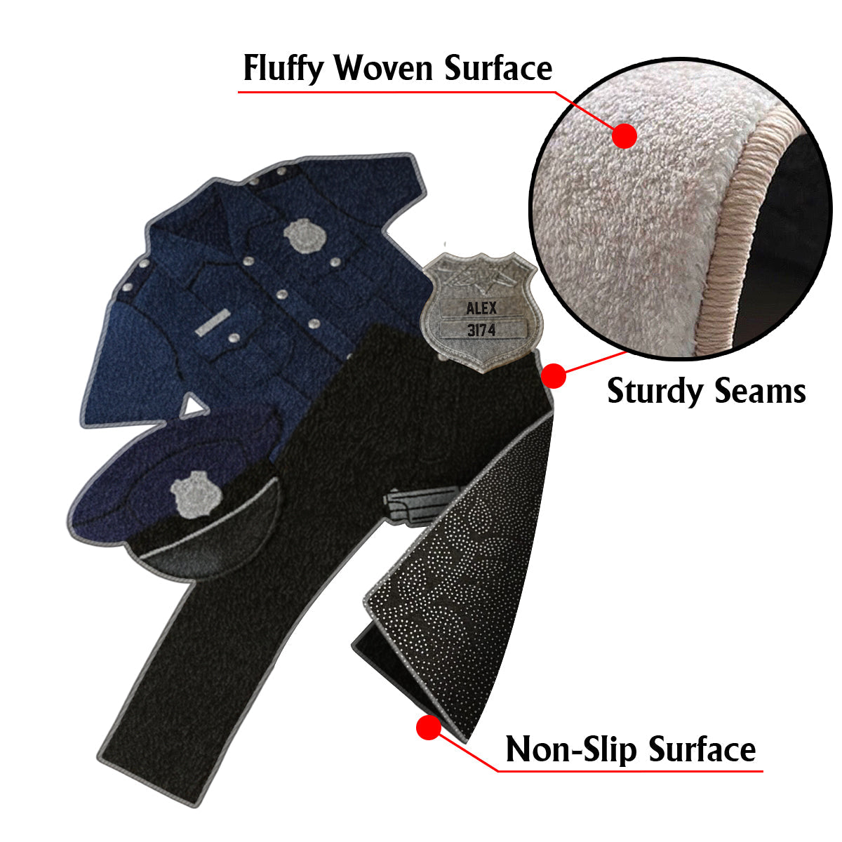 Police Outfits - Personalized Police Officer Non-Slip Tufted Rug