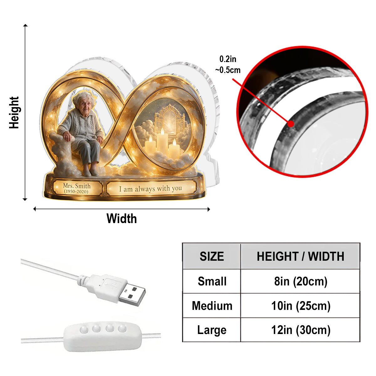 Cadeau commémoratif personnalisé, un bel objet pour honorer un être cher - Lampe de nuit LED acrylique personnalisée