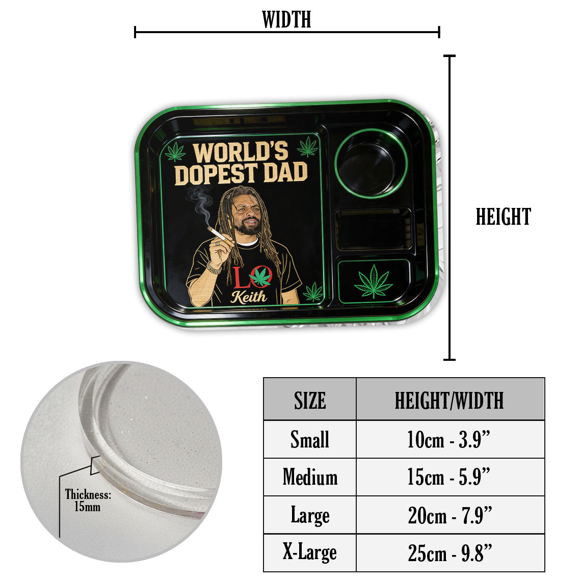 Personalisierbares Rolling Tray aus Ihrem Foto, Geschenk für den coolsten Papa - Individuelles Weed Catch-All Tray