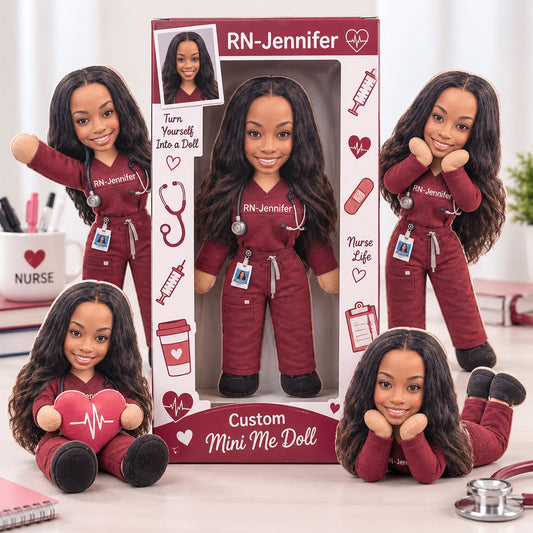 Personalisierte Foto Mini Me Puppe - Individuelle Krankenschwester Puppe Geschenkbox