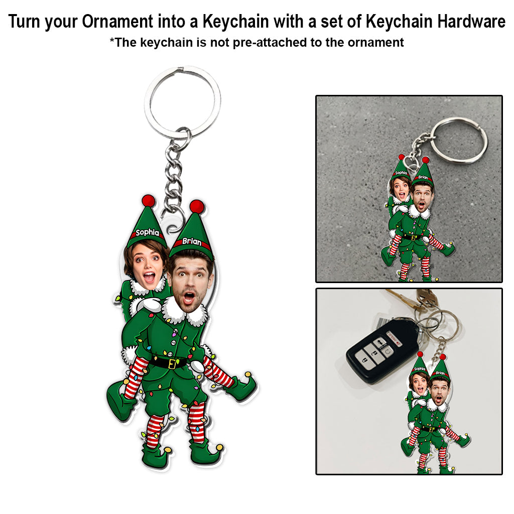Playful Elf - Personalized Couple Transparent Ornament