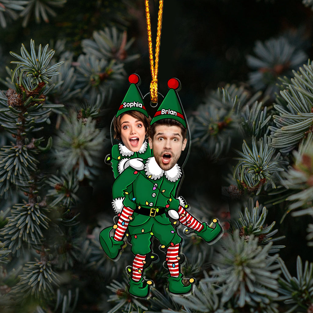 Playful Elf - Personalized Couple Transparent Ornament