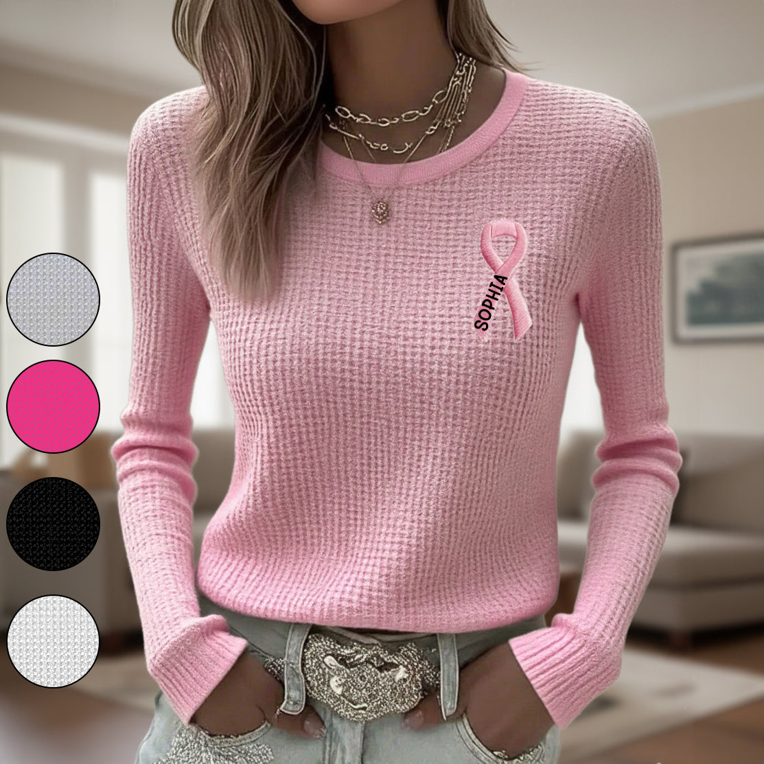 Pink Ribbon - Personalized Breast Cancer Awareness All Over Shirt