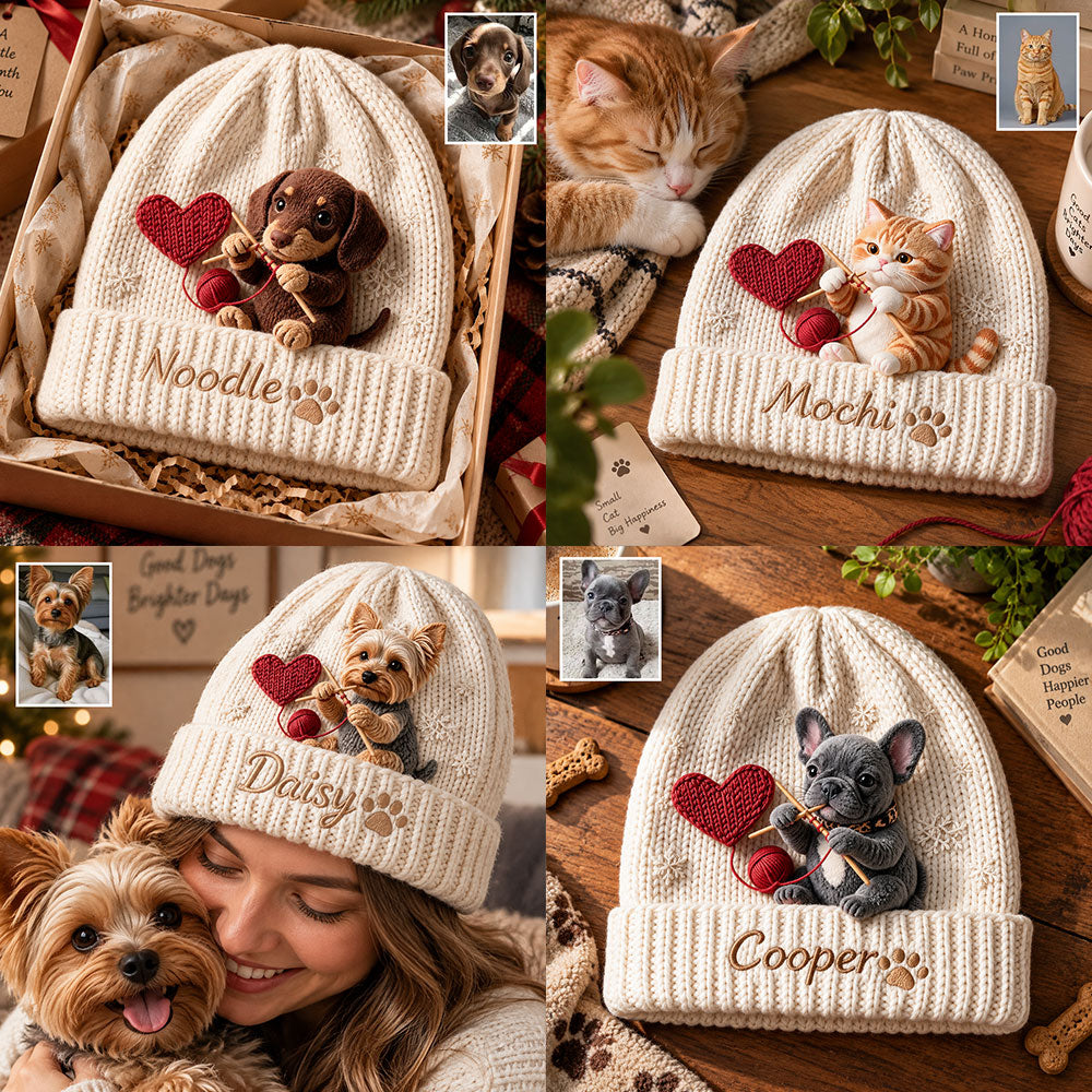 Merry Christmas - Personalized Dog Beanie Hat