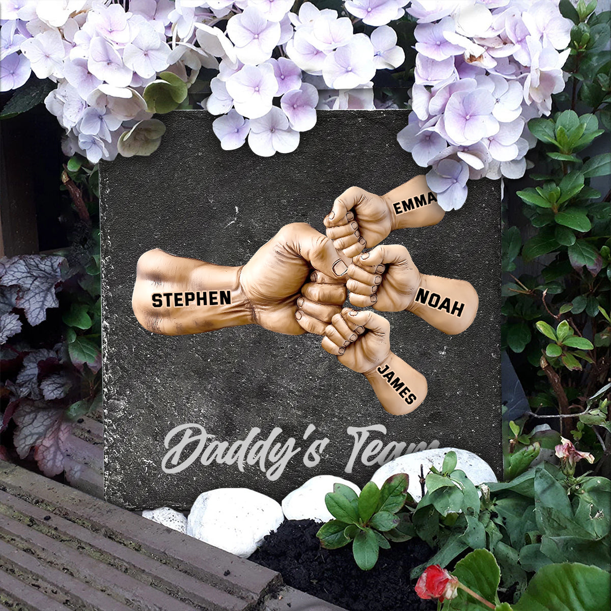 Daddy's Team - Personalized Father Square Shaped Stone