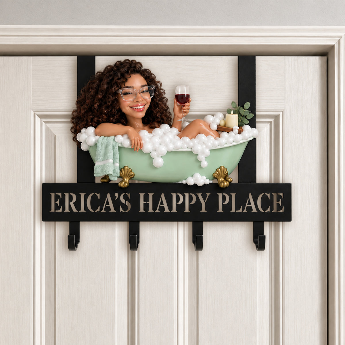My Bathroom Gift For Friends, Family Members - Personalized Self Love Metal Door Hooks