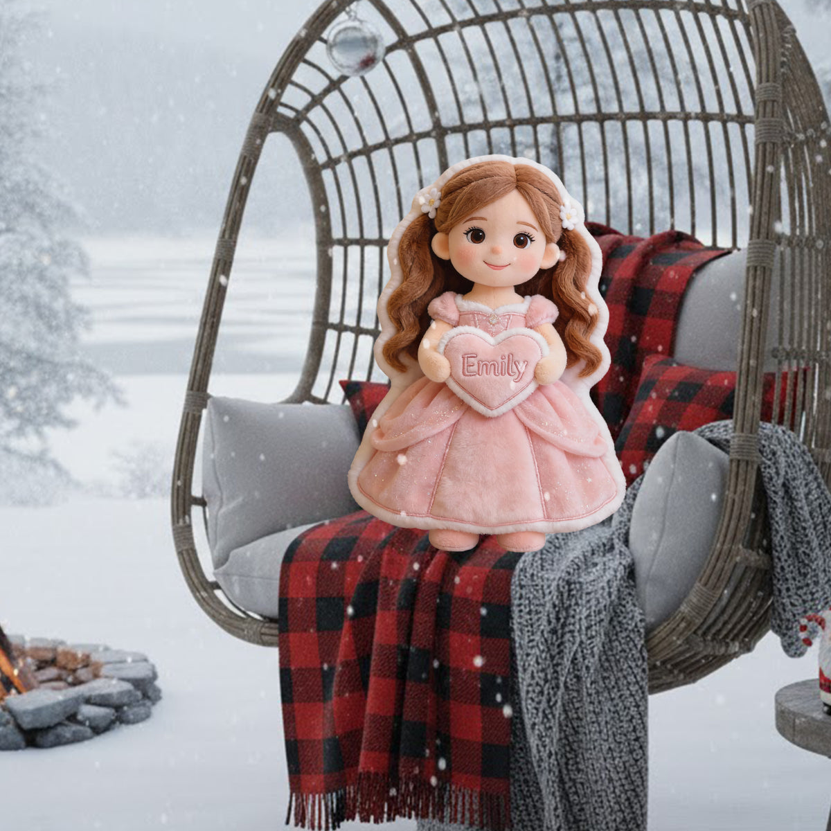 Coussin personnalisé en fausse fourrure pour enfant avec une photo de princesse