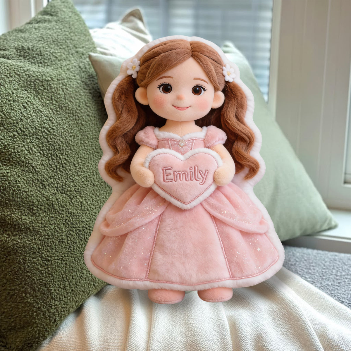Coussin personnalisé en fausse fourrure pour enfant avec une photo de princesse