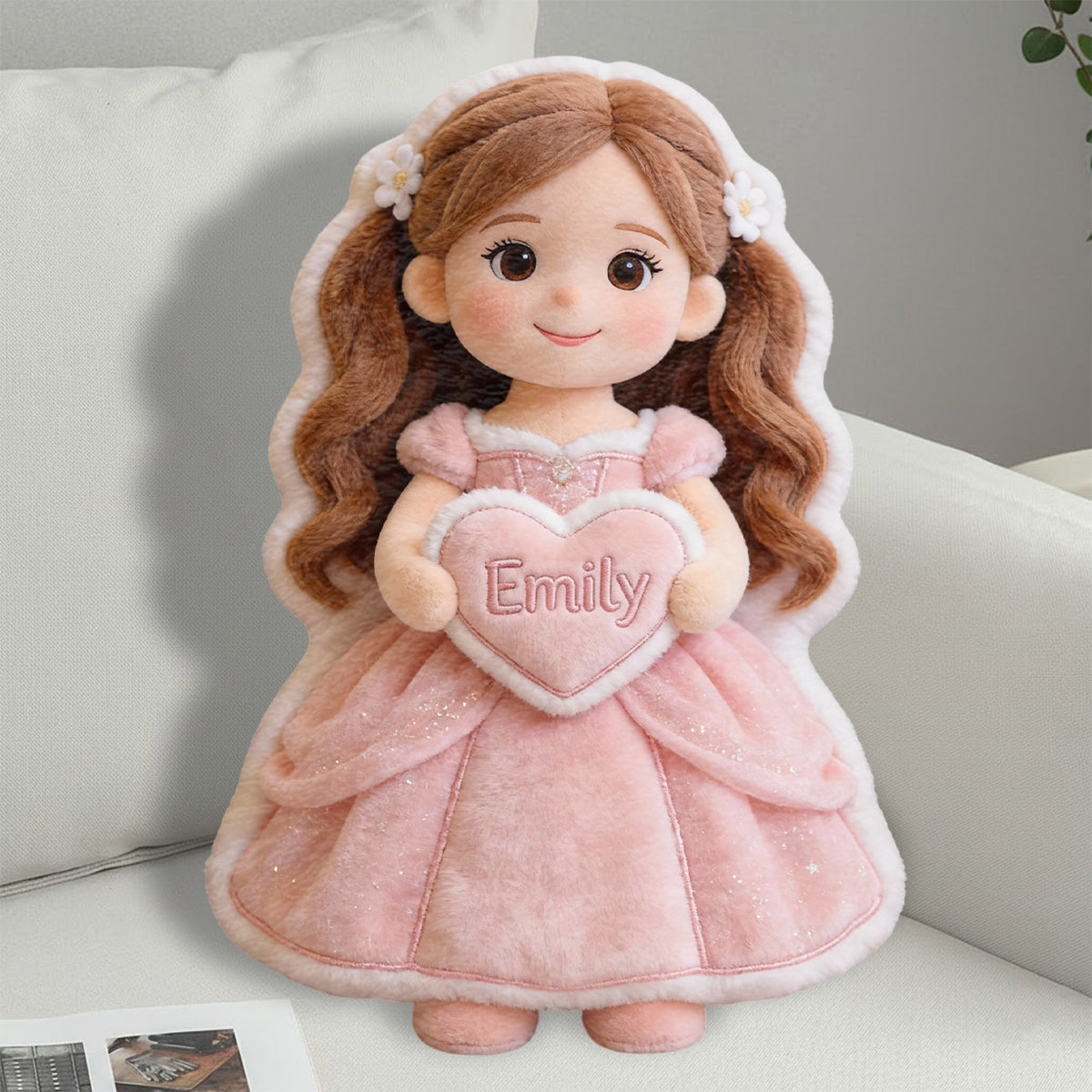 Coussin personnalisé en fausse fourrure pour enfant avec une photo de princesse