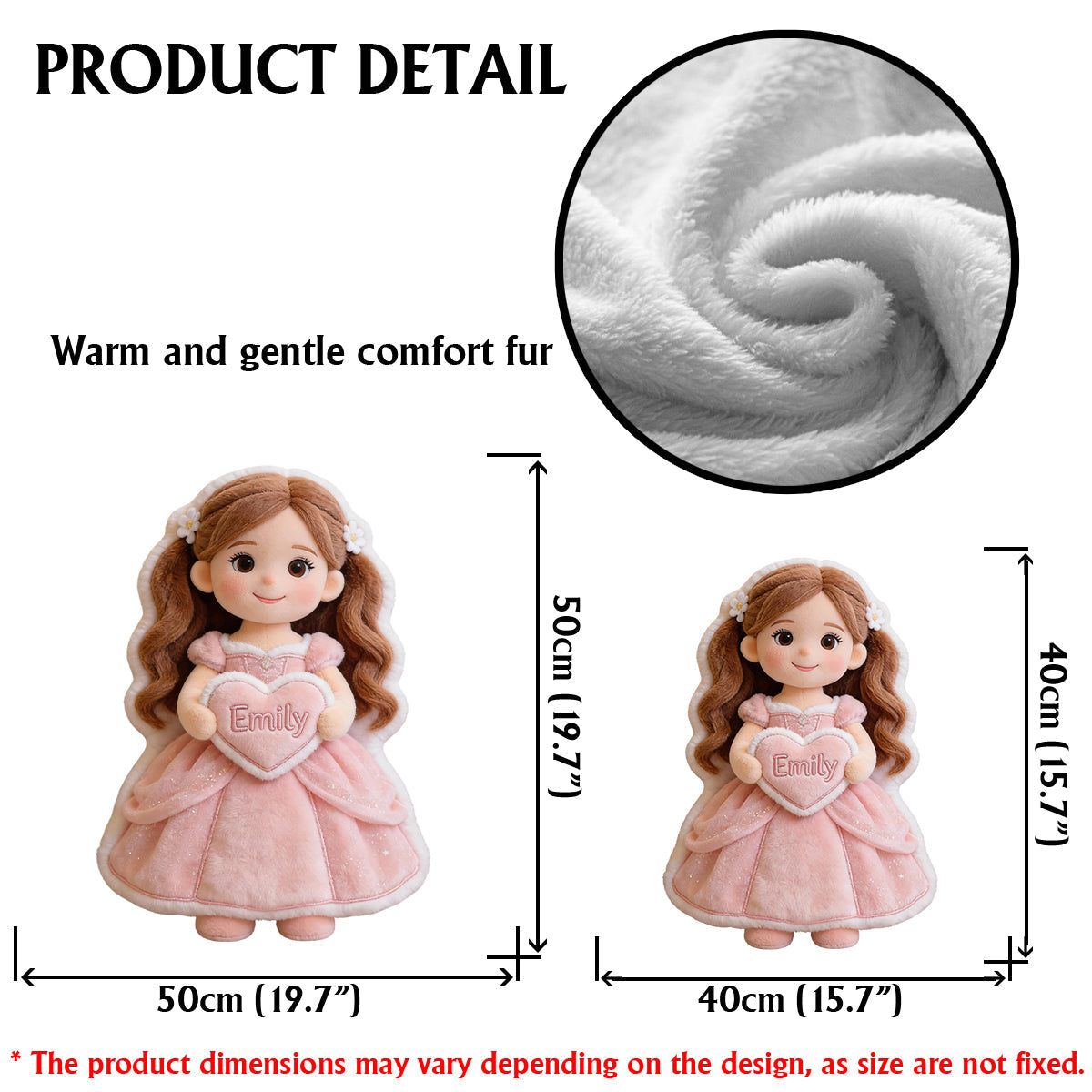 Coussin personnalisé en fausse fourrure pour enfant avec une photo de princesse