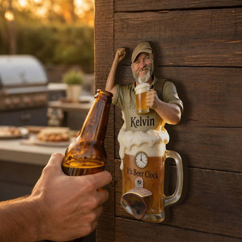 Es ist Bierzeit - Personalisierter Wand-Flaschenöffner