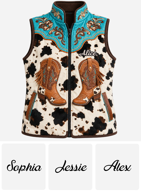 Cowgirl Boots - Personalized Cowgirl Flannel Fleece Vest