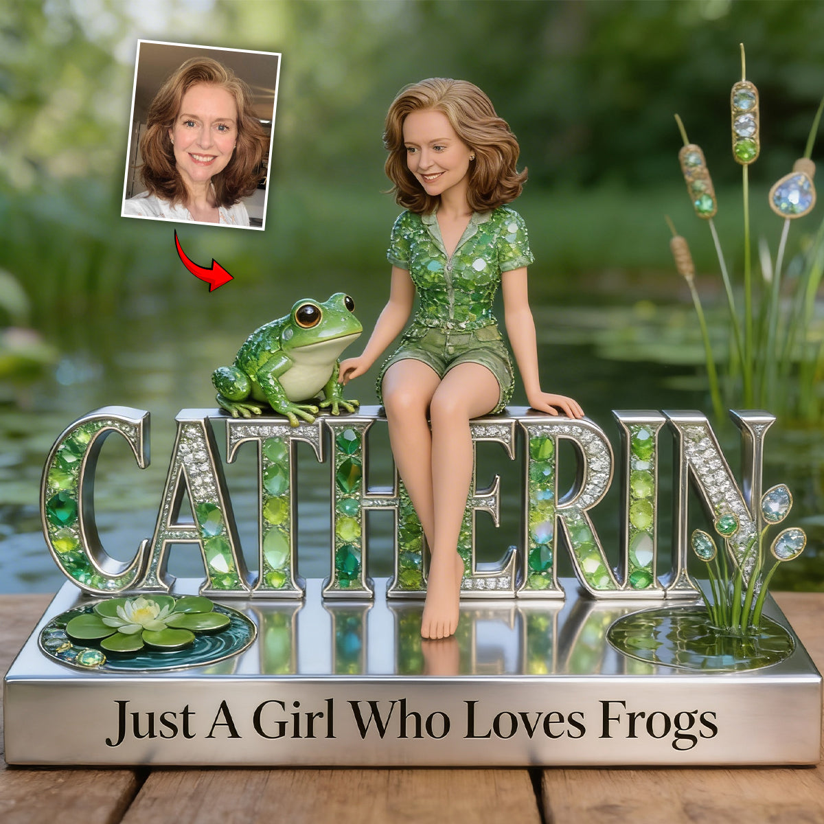 Ein Mädchen, das Frösche liebt - Personalisierte Frosch Acrylplakette