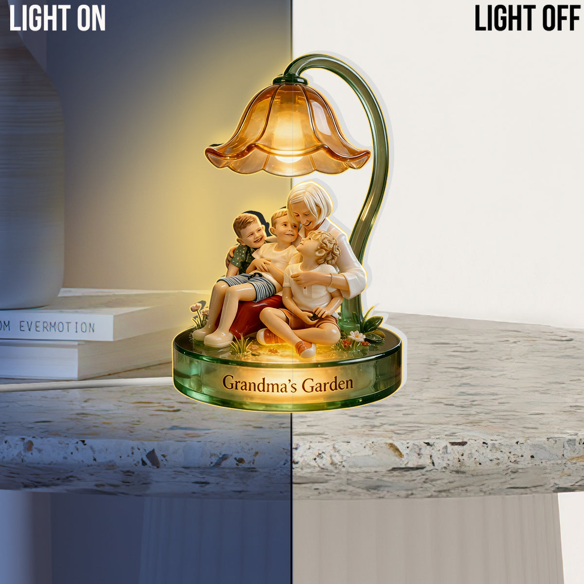 Cadeau idéal pour grand-mère - Veilleuse LED acrylique personnalisée « Grand-mère »