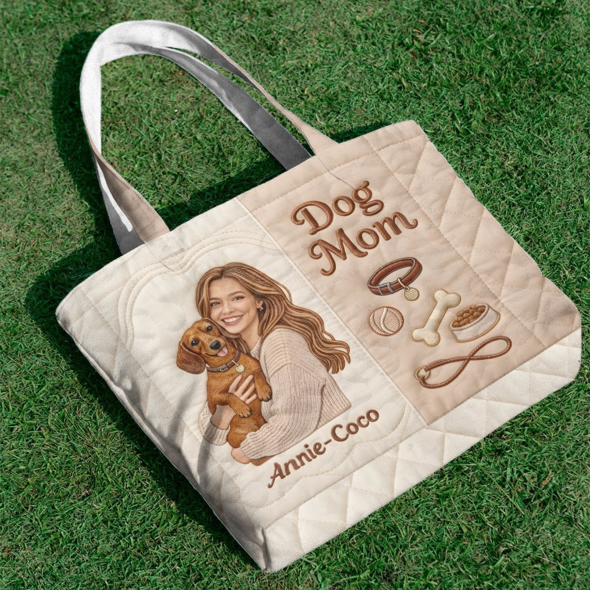 Dog Mom - Personalized Dog Quilted Tote Bag
