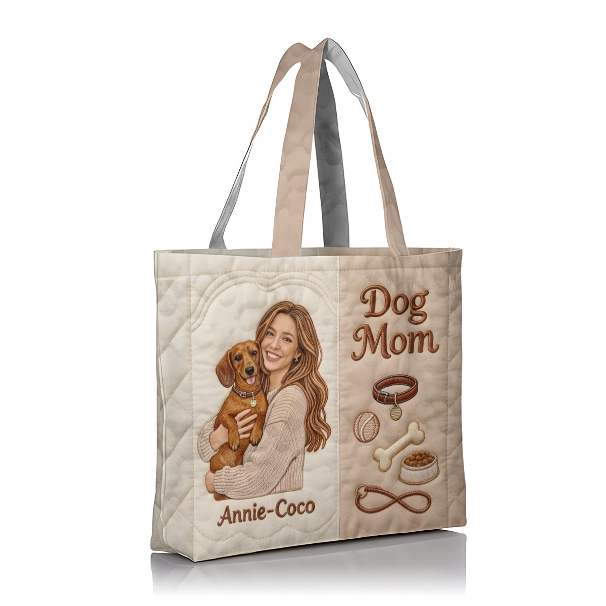 Dog Mom - Personalized Dog Quilted Tote Bag