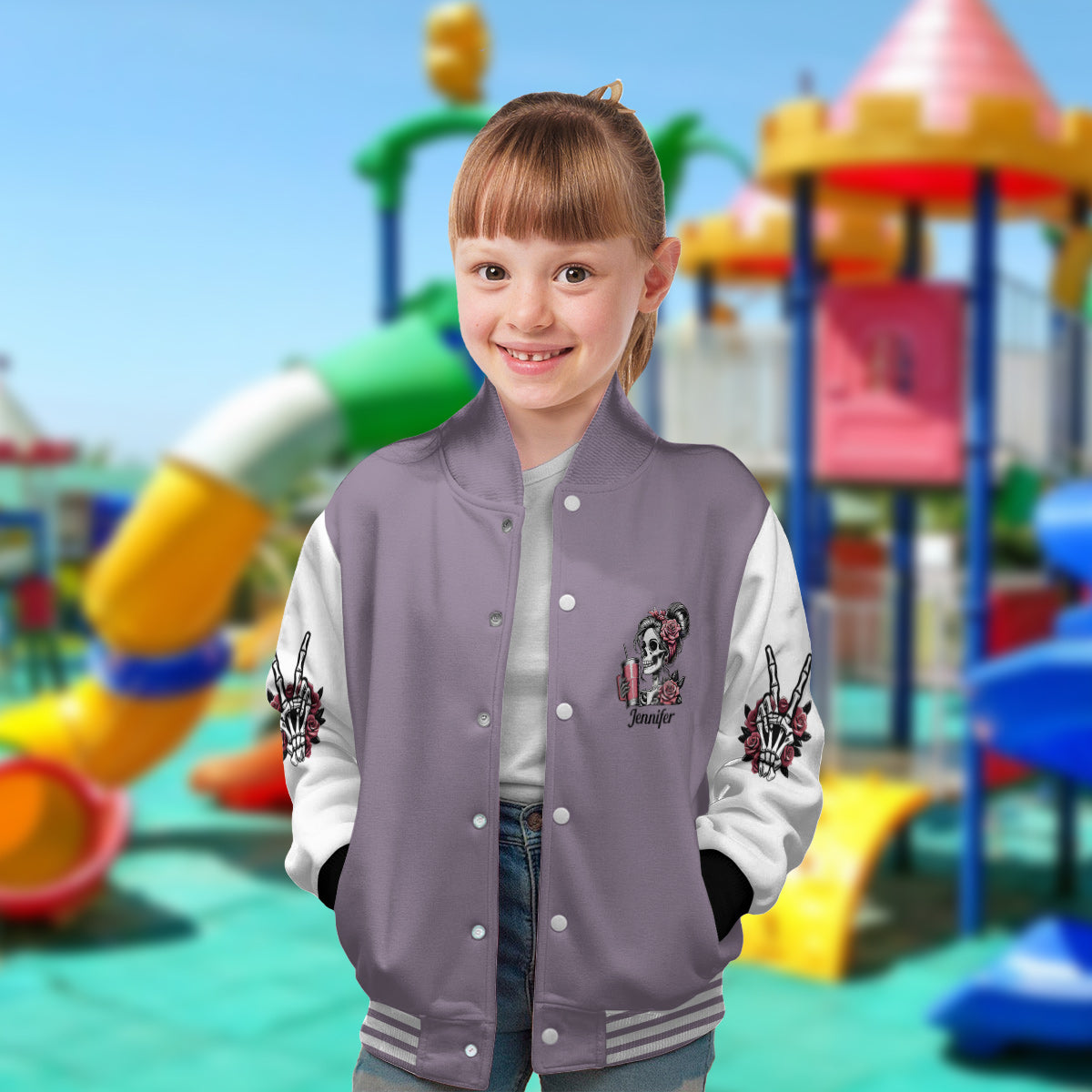 Cooler Totenkopf – personalisierte Totenkopf-Collegejacke