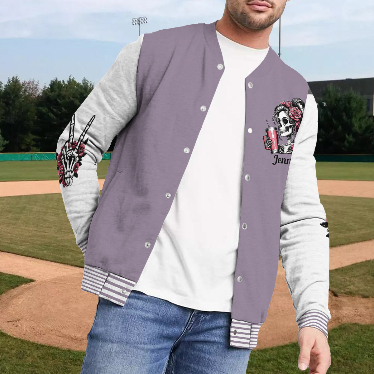 Cooler Totenkopf – personalisierte Totenkopf-Collegejacke