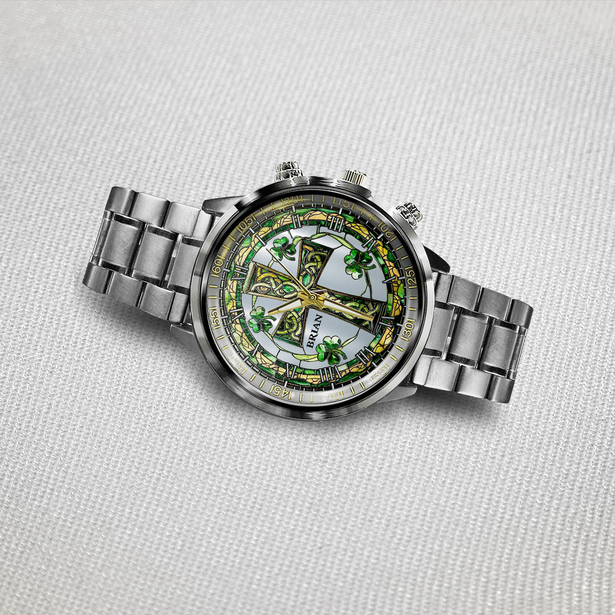 Celtic Cross Shamrock - Personalized Irish Hand Watch