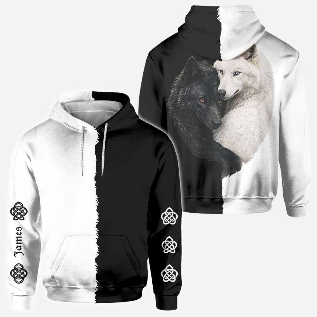 Black & White Wolf - Personalized Wolf All Over Shirt