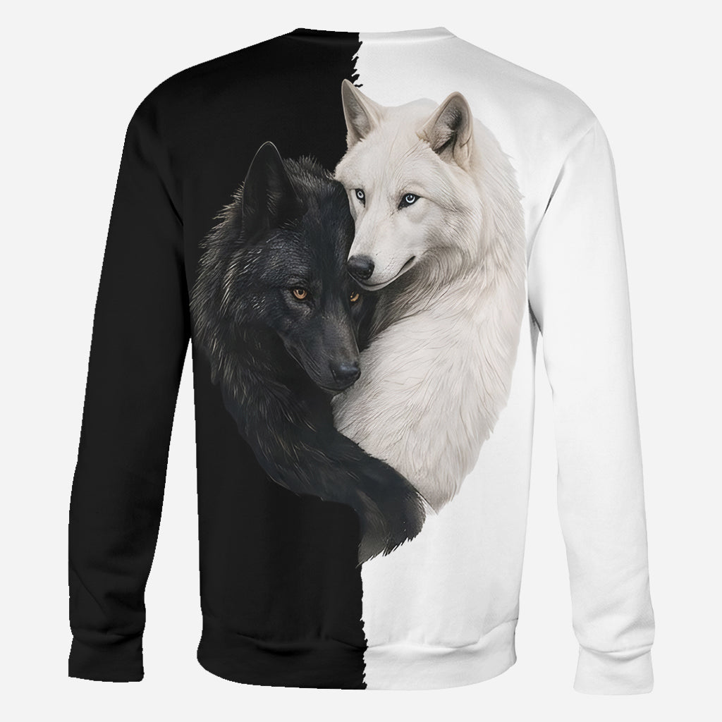 Black & White Wolf - Personalized Wolf All Over Shirt