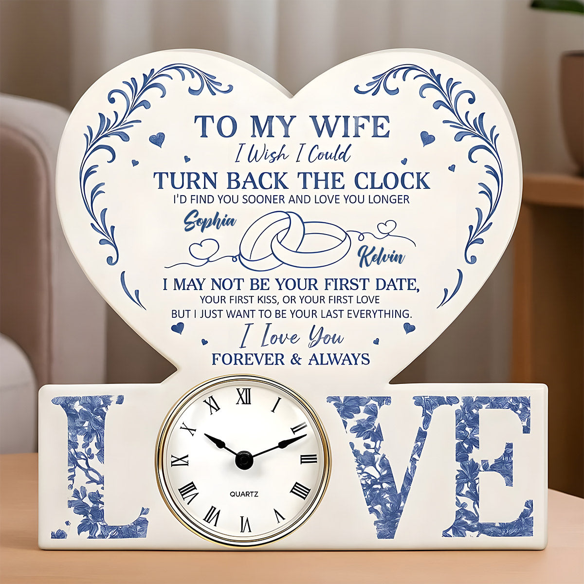 Anniversary Gift I Wish I Could Turn Back The Clock - Personalized Couple Acrylic Clock Plaque