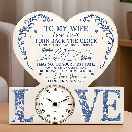 Anniversary Gift I Wish I Could Turn Back The Clock - Personalized Couple Acrylic Clock Plaque