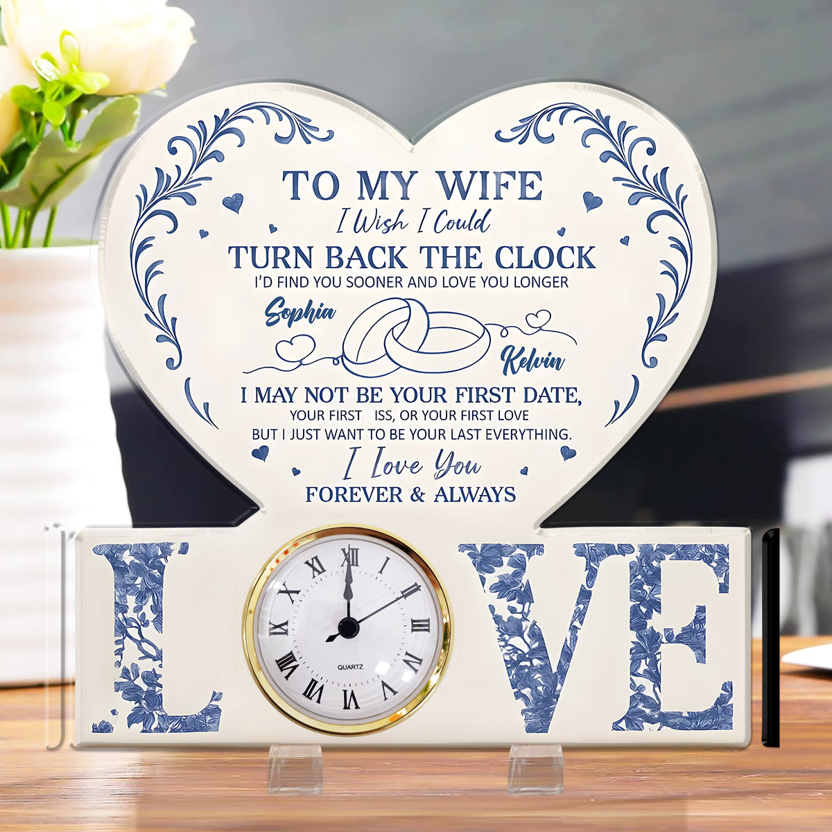 Anniversary Gift I Wish I Could Turn Back The Clock - Personalized Couple Acrylic Clock Plaque