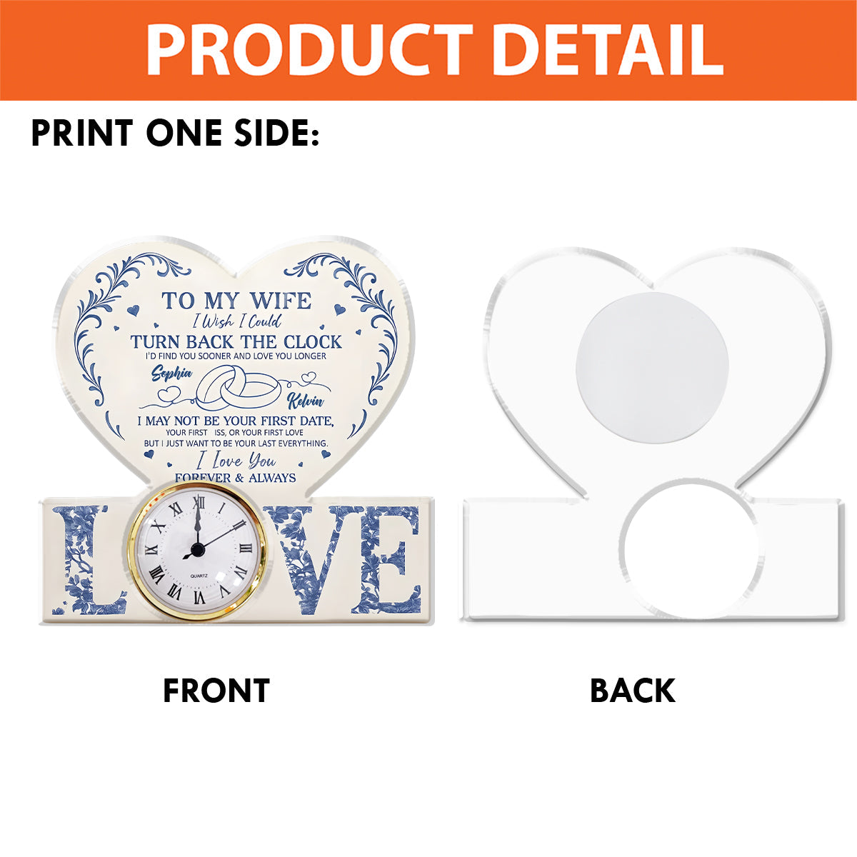 Anniversary Gift I Wish I Could Turn Back The Clock - Personalized Couple Acrylic Clock Plaque