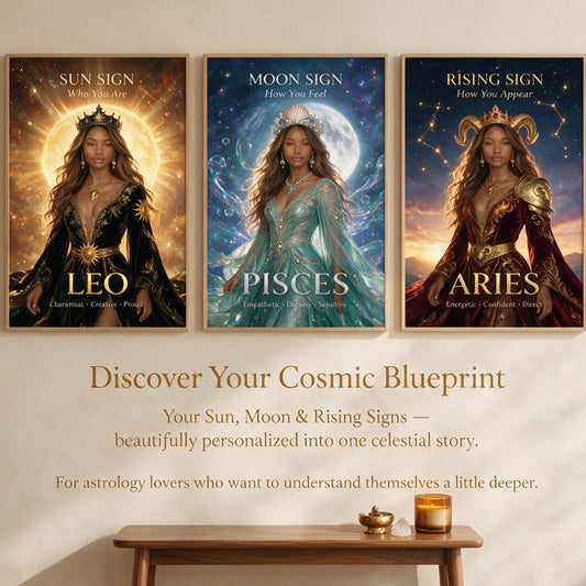 Affiche & Toile Personnalisée - Votre Signe Solaire, Lunaire & Ascendant