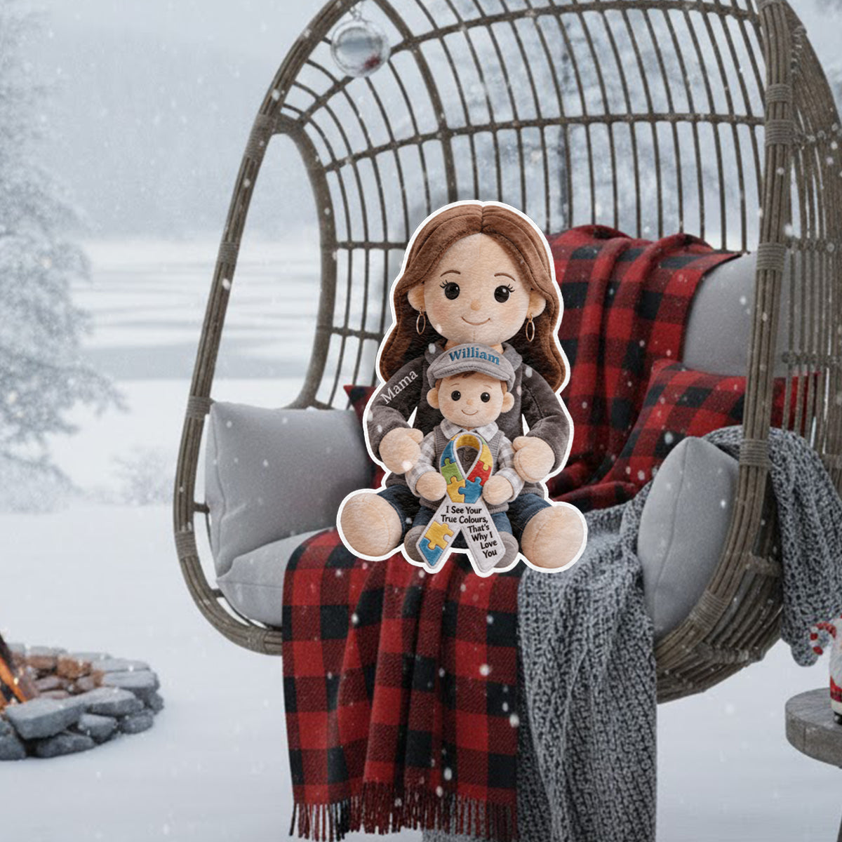 Autism Awareness Hug - Personalized Autism Awareness Faux Fur Shaped Pillow