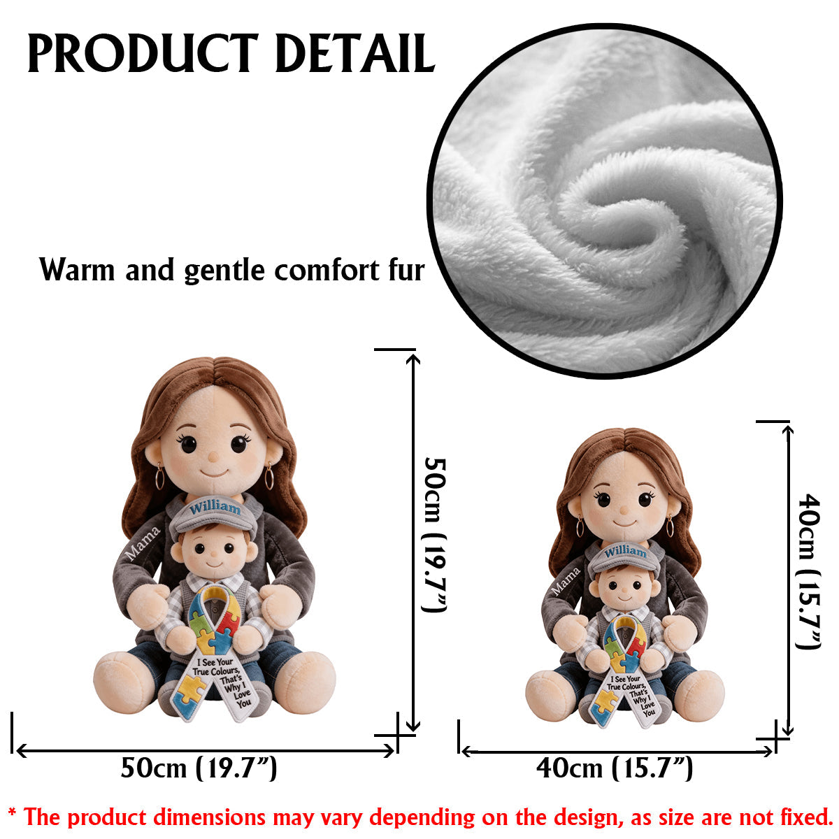 Autism Awareness Hug - Personalized Autism Awareness Faux Fur Shaped Pillow