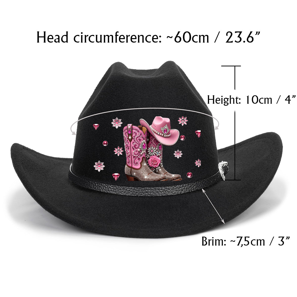 Cowgirl Stay Wild - Chapeau de cowboy personnalisé à large bord « Cowgirl Stay Wild »