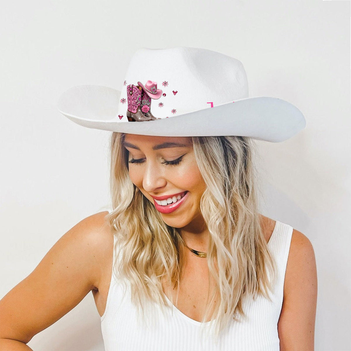 Cowgirl Stay Wild - Chapeau de cowboy personnalisé à large bord « Cowgirl Stay Wild »