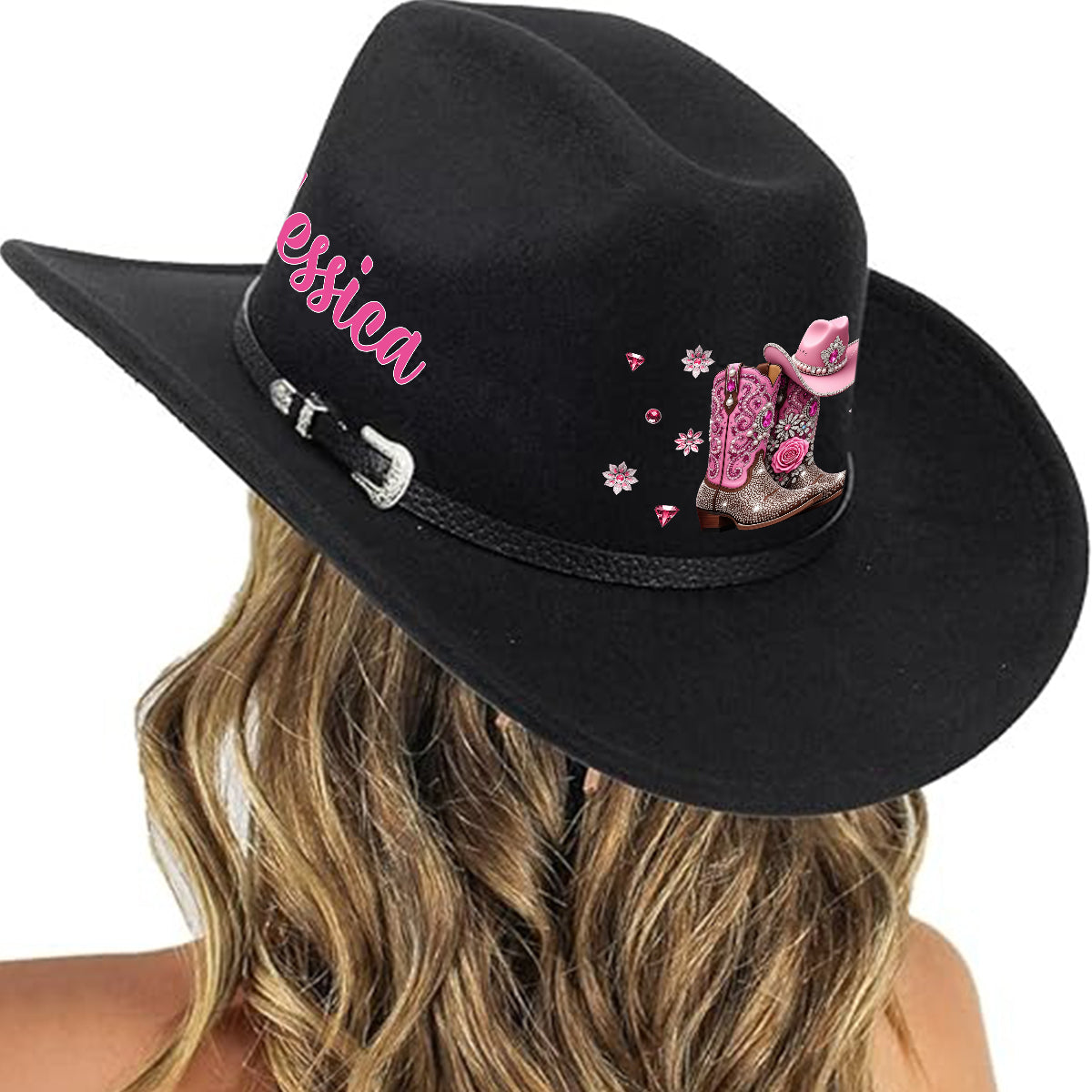 Cowgirl Stay Wild - Chapeau de cowboy personnalisé à large bord « Cowgirl Stay Wild »