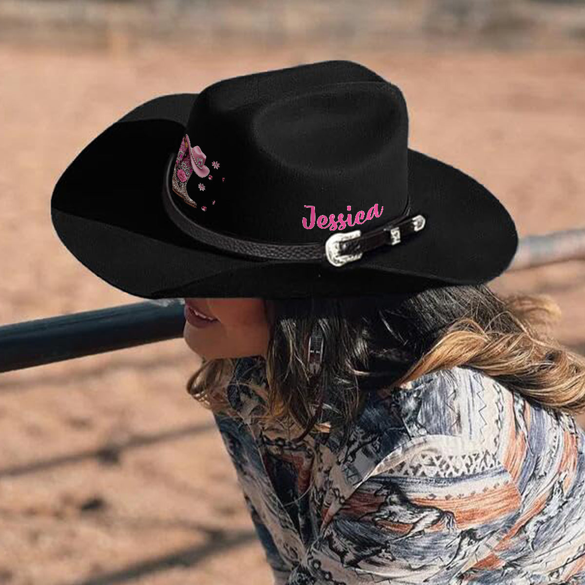 Cowgirl Stay Wild - Chapeau de cowboy personnalisé à large bord « Cowgirl Stay Wild »