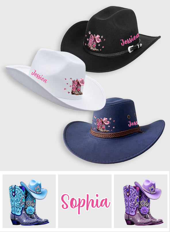Cowgirl Stay Wild - Chapeau de cowboy personnalisé à large bord « Cowgirl Stay Wild »