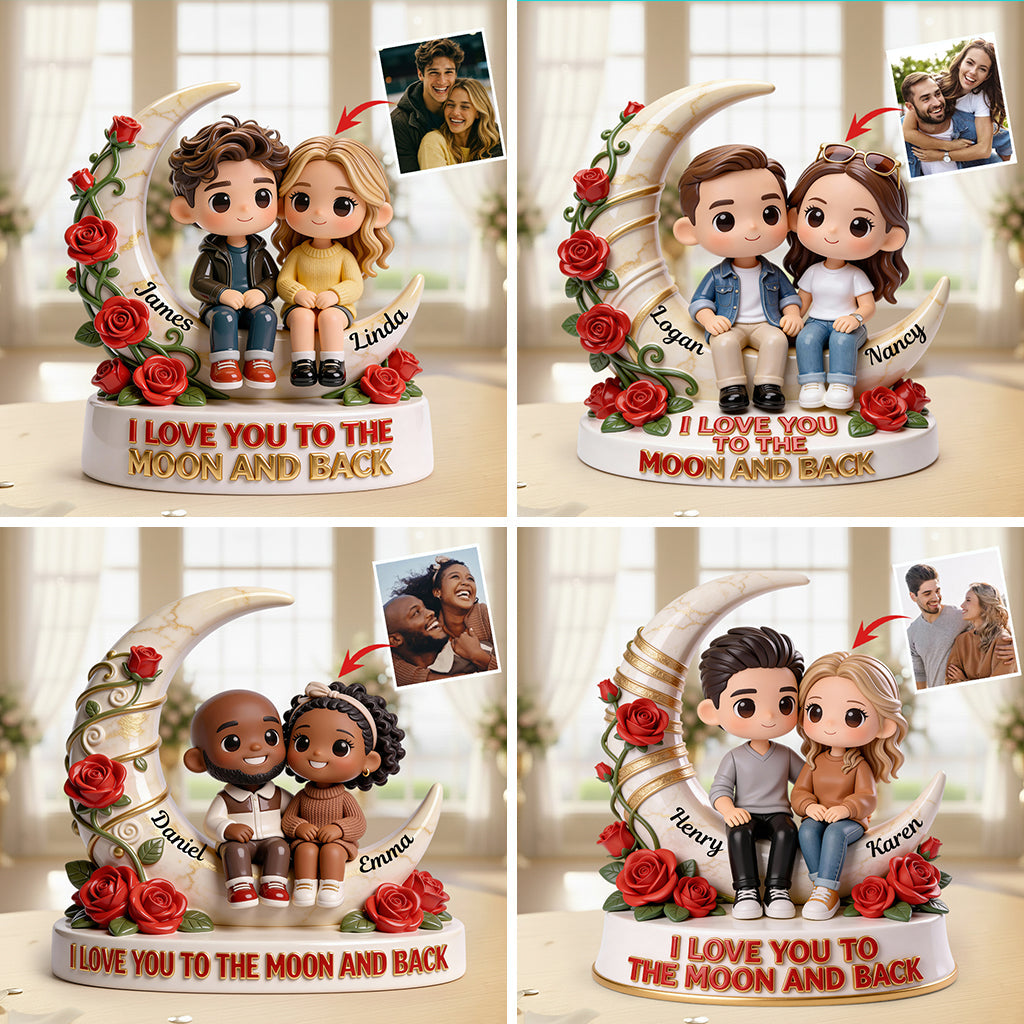 I Love You To The Moon And Back - Personalized Couple Custom Shaped Acrylic Plaque