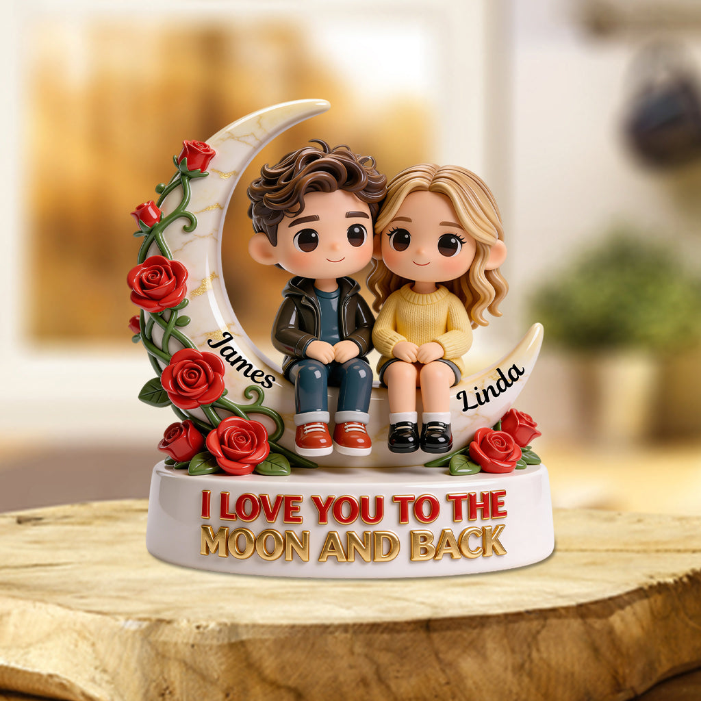 I Love You To The Moon And Back - Personalized Couple Custom Shaped Acrylic Plaque