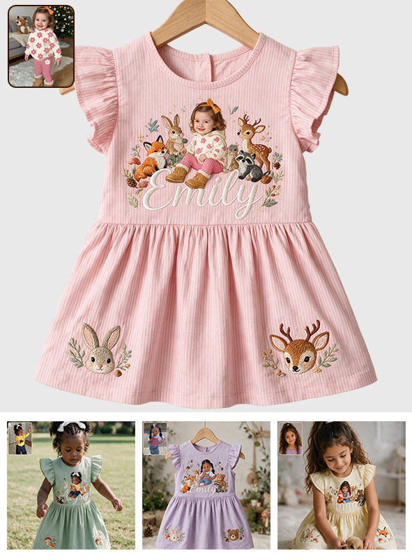 Cadeau mignon en bois pour fille / filleule / petite-fille... - Robe à volants personnalisée