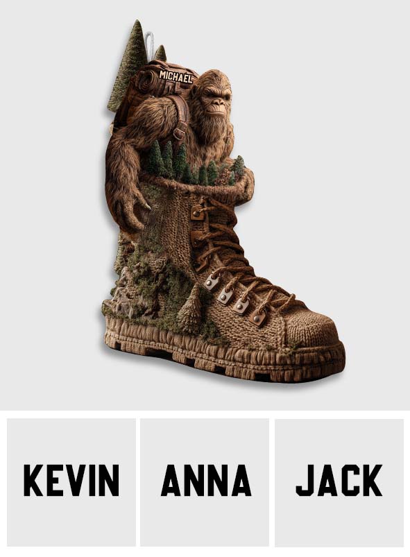 Into The Wood - Personalized Hiking Shaped Christmas Stocking