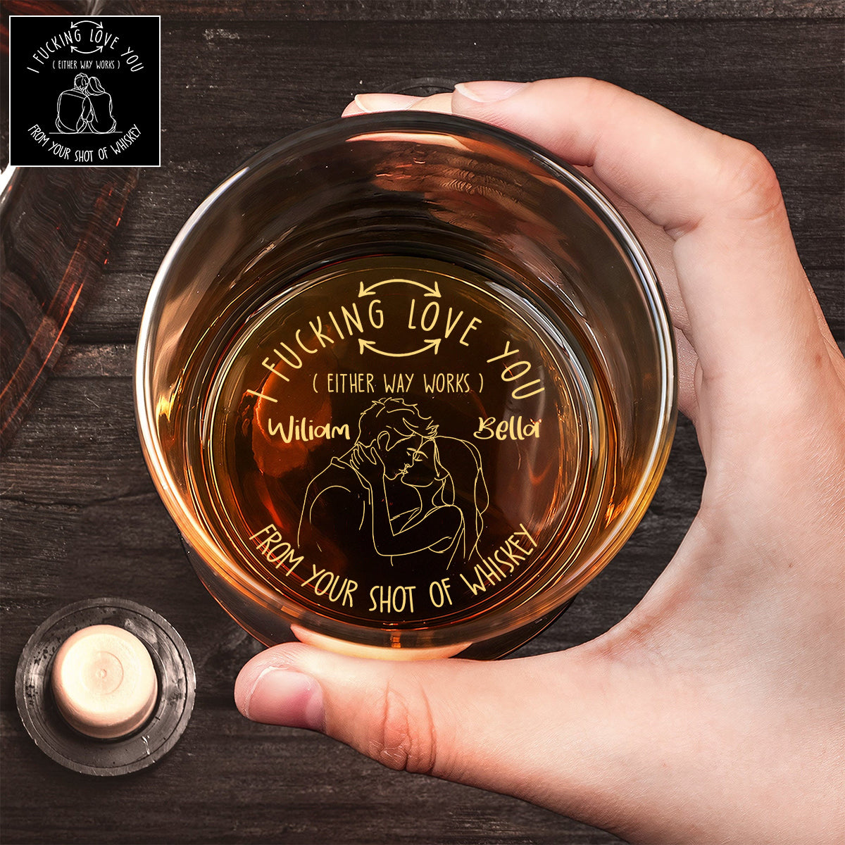 I Love You - Personalized Couple Engraved Whiskey Glass