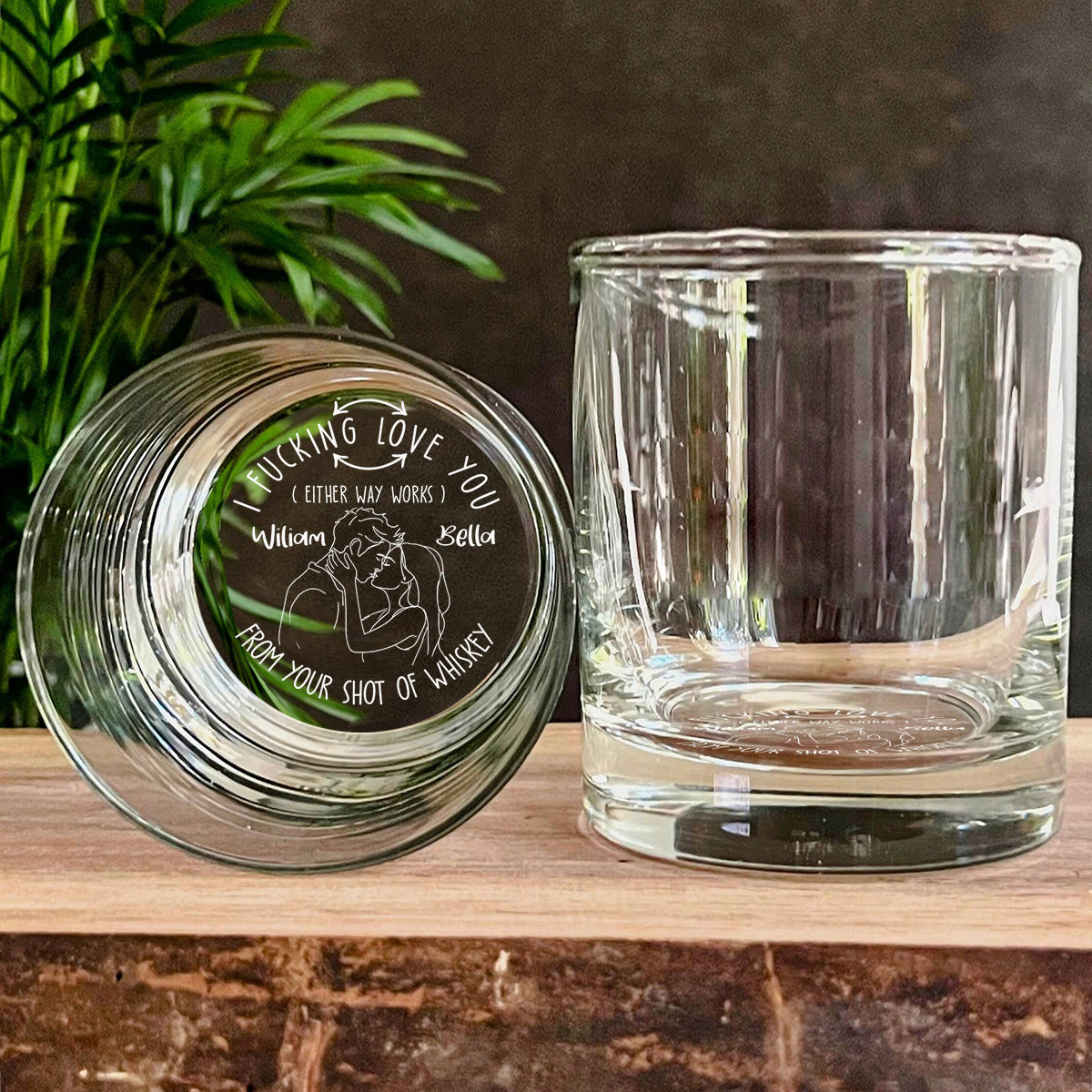 I Love You - Personalized Couple Engraved Whiskey Glass