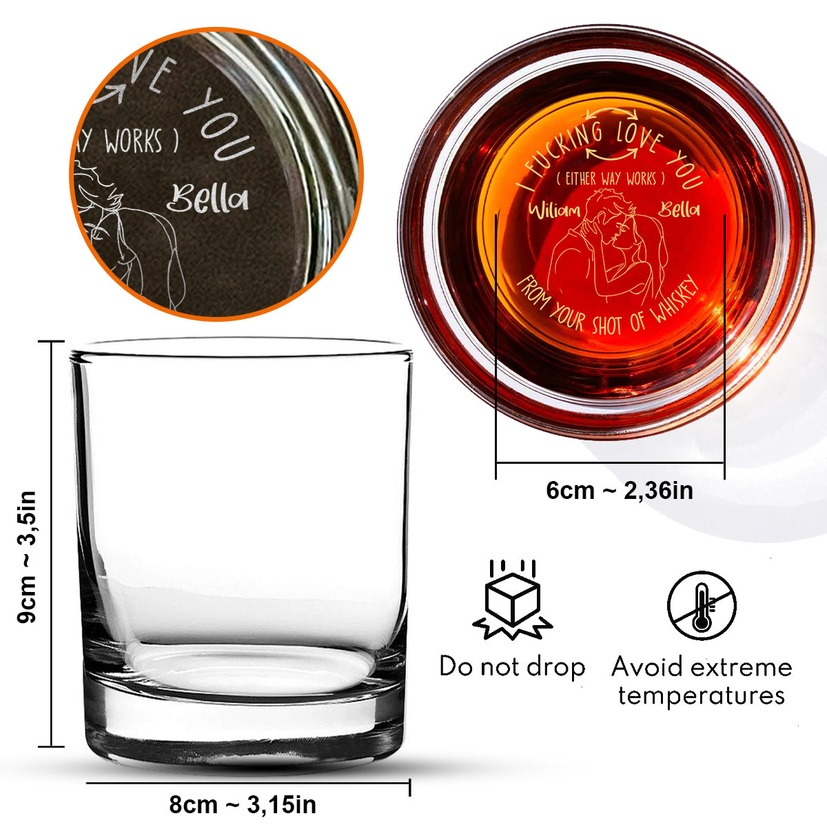 I Love You - Personalized Couple Engraved Whiskey Glass