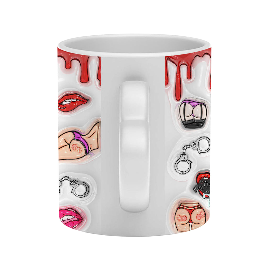 All My Naughty Thoughts Involve Me & You - Personalized Couple Heart Handle Mug