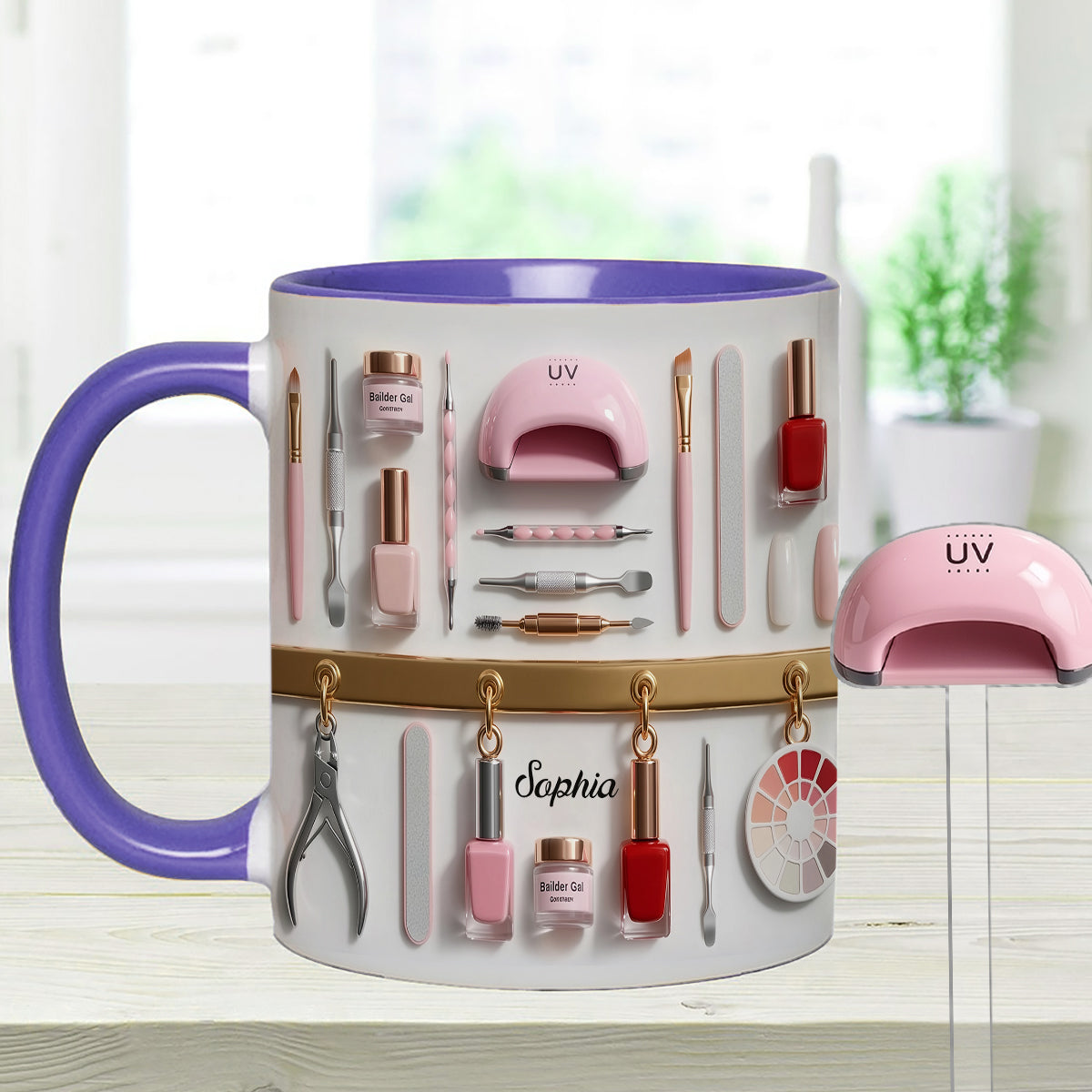 Mug décoratif personnalisé pour salon de manucure avec agitateurs en acrylique